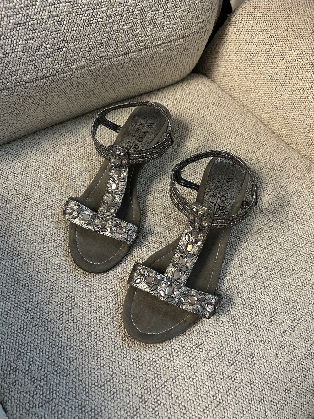 New York Transit Sparkle T-Strap Sandals - Picture 2 of 4